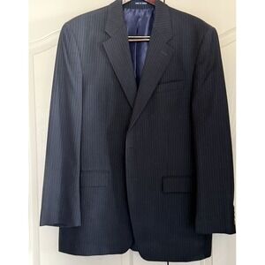 Ralph Lauren Mens Navy Striped Jacket 42L  2-Button Wool Coat Single Vent